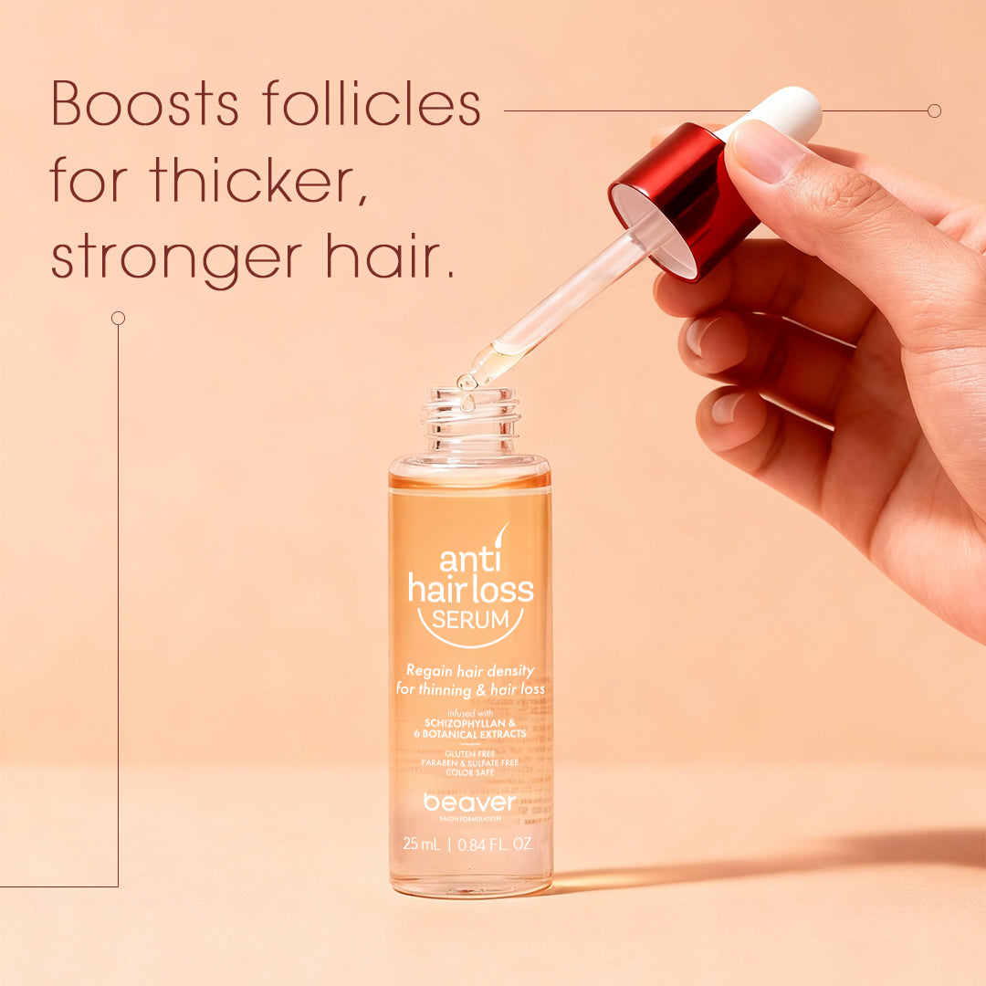 On-the-go hair loss solution. Our 25ml anti-hair loss serum with 6 herbal extracts & biom fermentation tech. Perfect for travel & trial. No minoxidil side effects.