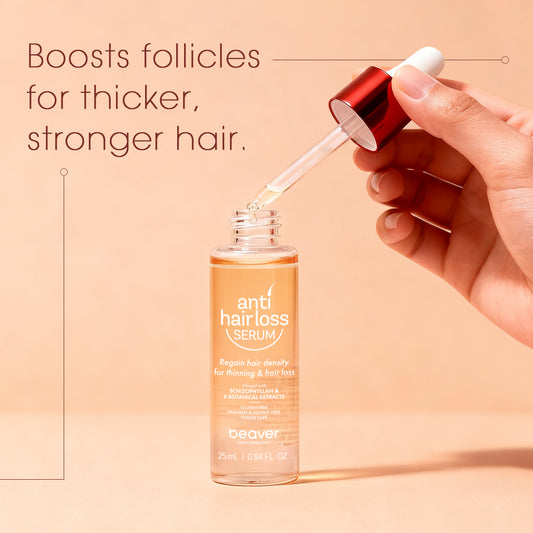 On-the-go hair loss solution. Our 25ml anti-hair loss serum with 6 herbal extracts & biom fermentation tech. Perfect for travel & trial. No minoxidil side effects.
