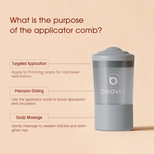 Boost hair density with the BEAVER Anti-Hair Loss Applicator. Ergonomic design for targeted serum application + gentle massage. Enhances absorption of Schizophyllan & 6 botanicals. Reduces frizz, stimulates follicles.